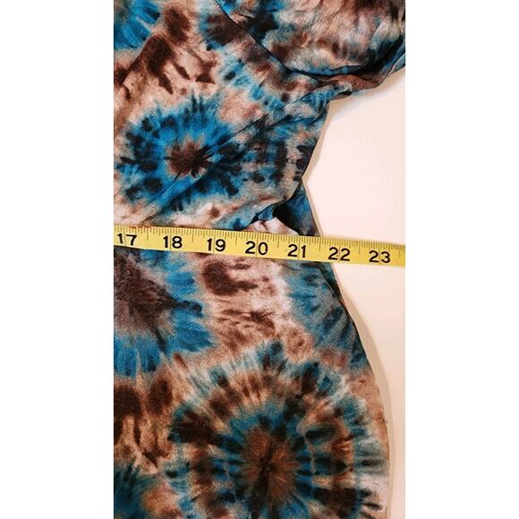 Denim 24/7 Women's XL Tunic Sheer Top Satrburst Tie Die Earth Tones Hippy Girl - Picture 11 of 13